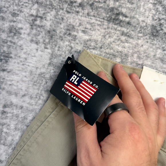 VTG Ralph Lauren Polo Jeans Co Pants Mens 31x32 Khaki Utility Pleated Y2K NOS - Picture 4 of 13